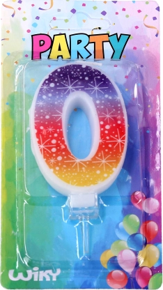 Party candle with number 0 and stars