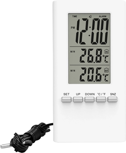 Thermomètre numérique Solight avec grand écran, heure et date, blanc
