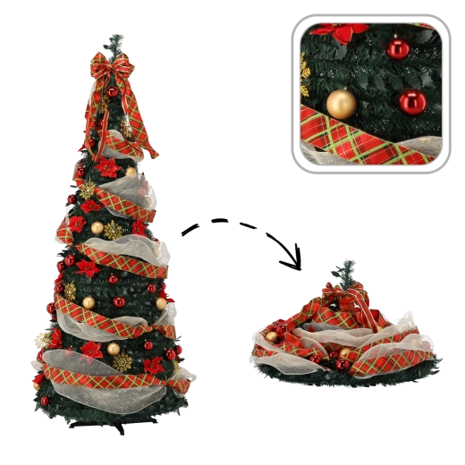Foldable artificial Christmas tree Giada 180 cm with LED lighting