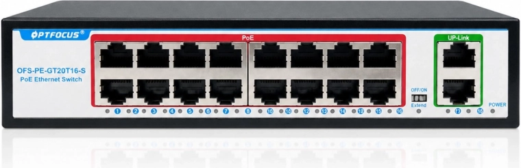 Switch PoE gigabit Renew Force 16× PoE + 2× uplink