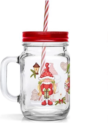 TORO Glass with Straw 450 ml with Elf Motif