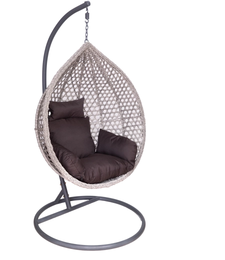 Hanging armchair, grey with dark grey frame, 107 × 68 × 120 cm