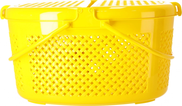 Closable picnic basket - oval yellow, POLISH PRODUCT