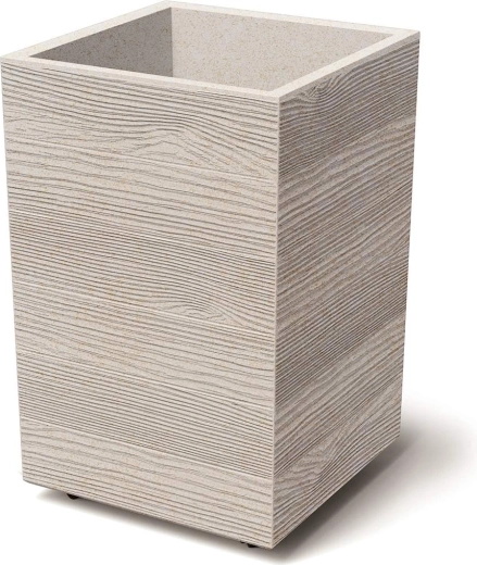 Pot de fleurs en plastique Madera Square Eco Wood 38,5 × 38,5 × 37 cm – décor bois éco blanc