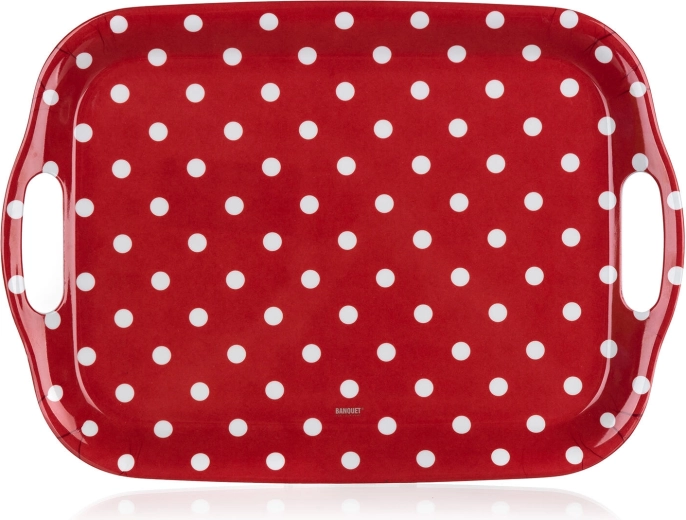Melamin-Serviertablett mit Punkten 36 × 25,5 cm, rot
