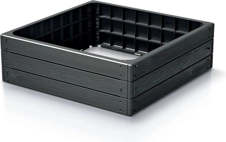 Carré potager surélevé en plastique BASE WOODY, anthracite