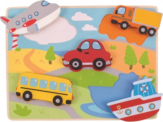 Puzzle encastrable en bois véhicules BIGJIGS TOYS