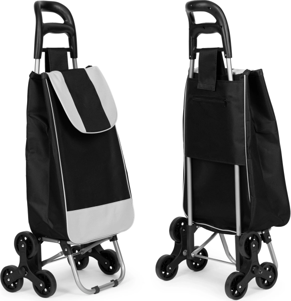 Boodschappenkar ModernHome, zwart, 25l tas, 6 wielen, metalen frame