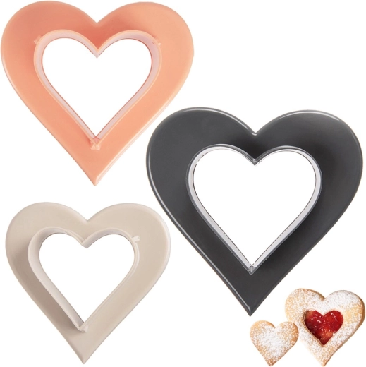 Emporte-pièces à biscuits double face cœur, lot de 3 pièces