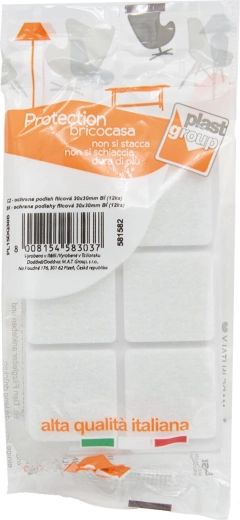 Zelfklevende viltglijders voor meubels 30 × 30 mm, wit (12 stuks)