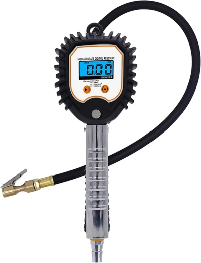 Digitale bandenpomp met LCD-manometer