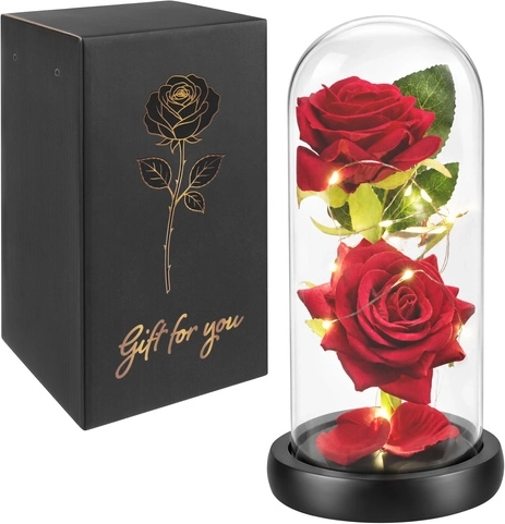 Glimz Illuminated Rose in Glass 22 cm