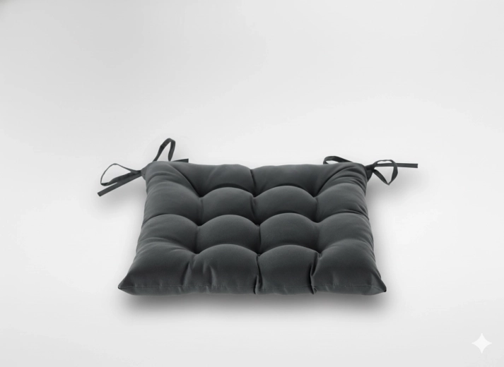 Gepolsterd stoelkussen 40 × 40 × 6 cm – donkergrijs