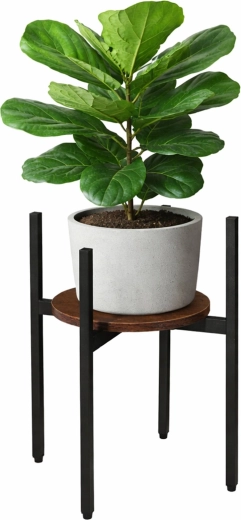 Renew Force Blumentopfständer im Loft-Stil, schwarz mit Holzdekor