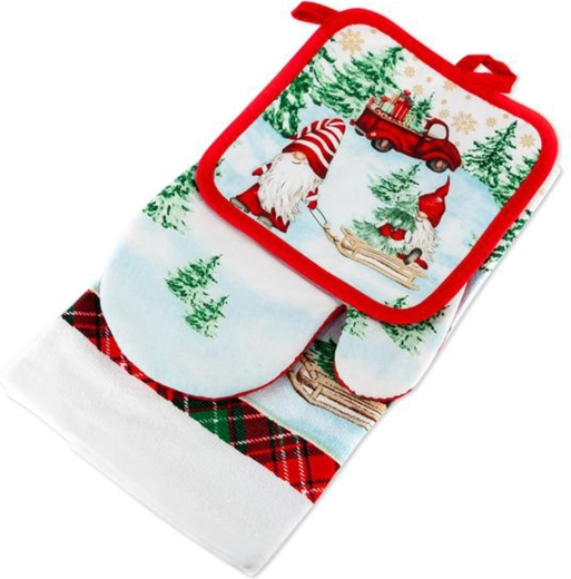 Set de cuisine de Noël TORO – gant, manique et torchon, motifs assortis