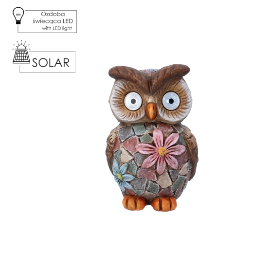 Figurine de chouette de jardin avec yeux lumineux, décoration LED