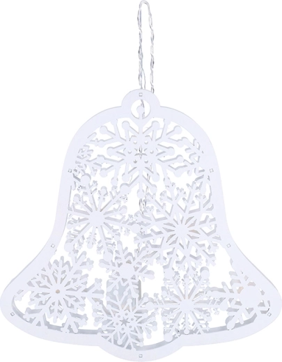 Solight LED houten kerstbel 30 cm, 9 LED, wit, met timer