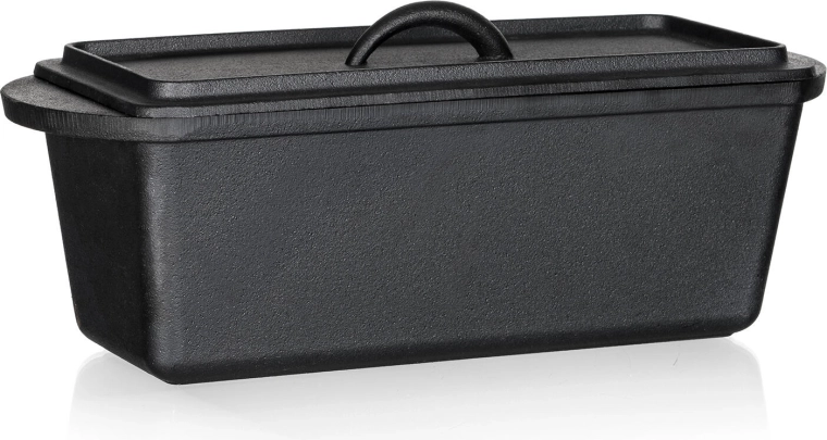 EXCELLENT Cast Iron Bread Pan with Lid 3 l, Black