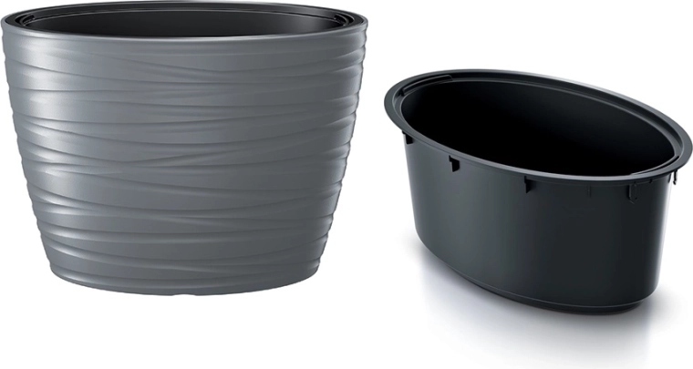 Ovale plantenbak met inzet MAZE 58,5 cm – grijze steen