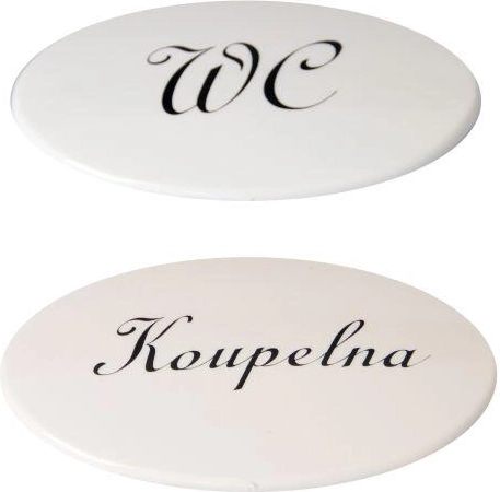 Set of door signs WC and Bathroom – white plastic, 2 pieces