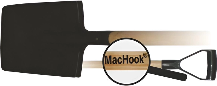 Vierkante spade met houten steel en Y-handgreep MacHook