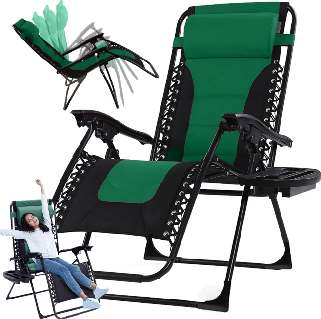 Chaise longue de jardin pliable Gravity avec tablette