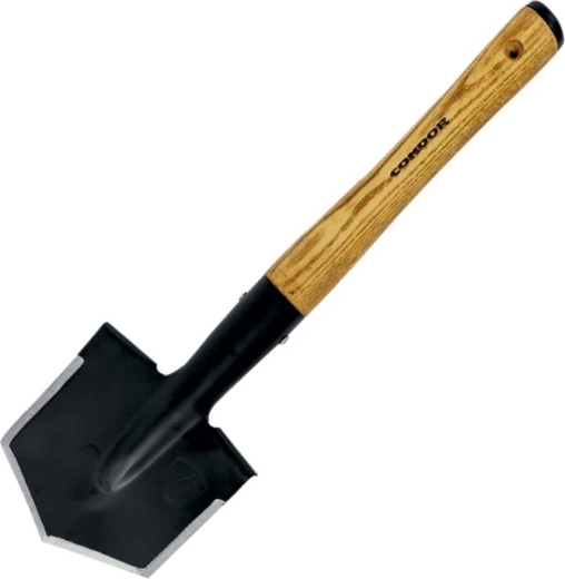 Pelle Condor Wilderness Survival avec manche en bois et étui 49 cm