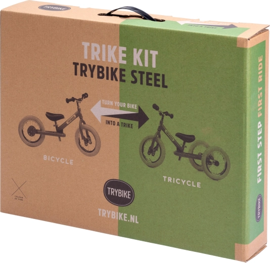 Trybike conversion kit from balance bike to tricycle with black wheel
