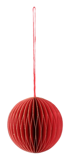 Set van rode papieren kerstornamenten 7 cm (4 stuks)