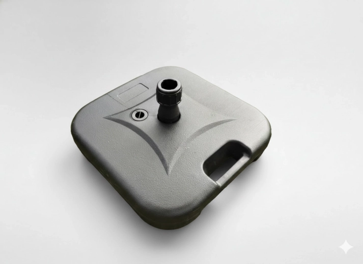 Parasolvoet voor de tuin, vulbaar met water 19 l, 44 × 44 × 12,5 cm, zwart