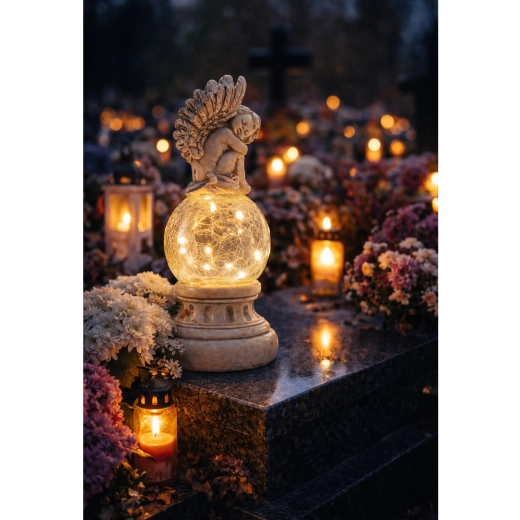 Solair tuinlamp met engel en crackle-glas