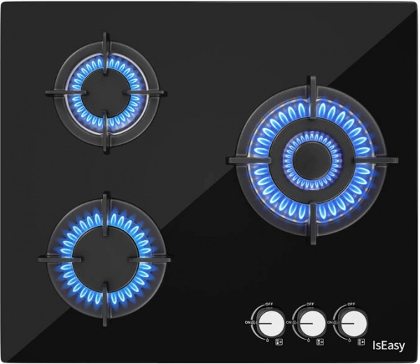Cuisinière à gaz trois zones avec panneau en verre IsEasy