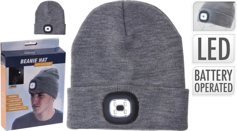 Bonnet avec lumière LED, gris