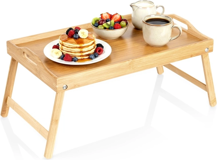 bamboo folding breakfast table 2-in-1 50 × 30 × 24.5 cm