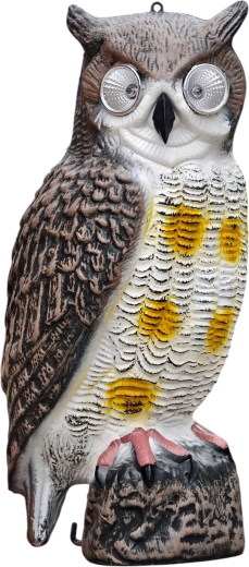 solar bird repeller – realistic owl with LED eyes
