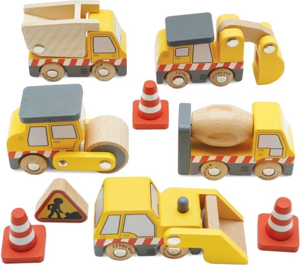 Le Toy Van Holz-Set mit Baufahrzeugen für Kinder