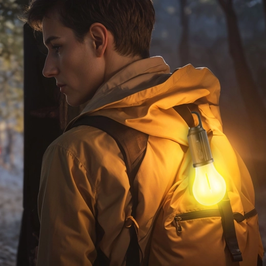 Hangende LED-lamp op zonne-energie in de vorm van een gloeilamp met USB-C, 100 lm