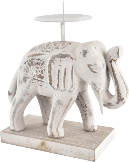 Bougeoir en bois Éléphant blanc 16 × 7 × 19 cm