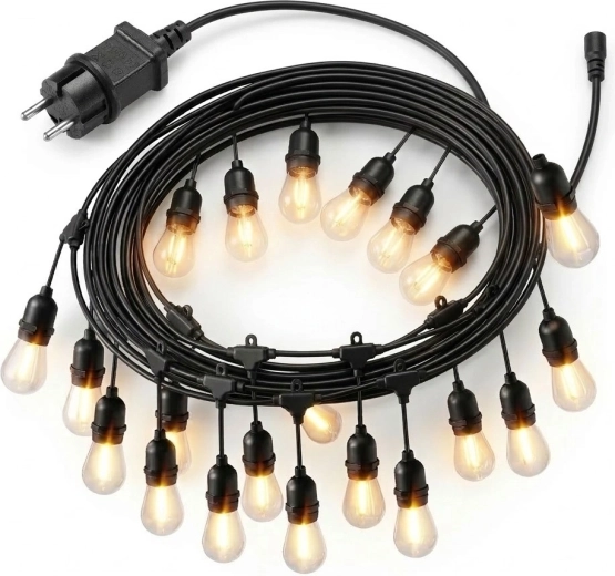 Garden light string 20 m, 20× LED bulb, warm white 2700K, IP44, 9 W