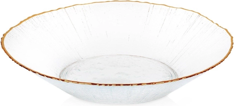 Bol à salade en verre avec bord doré 20,5 cm, 500 ml