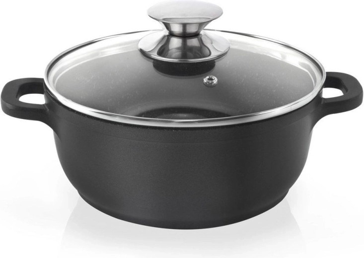 Casserole en granit avec couvercle en verre GRANDE 20 cm, 2,3 l