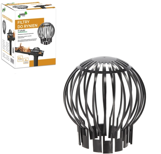 Set mit 4 Filtern für Dachrinnen, Höhe 15 cm, schwarz