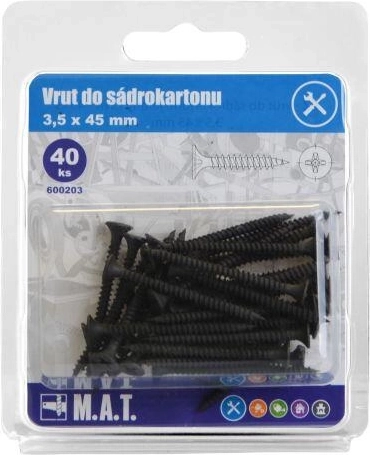 Gipsplaatschroef 3,5 × 45 mm met fijne draad, gefosfateerd (40 stuks)