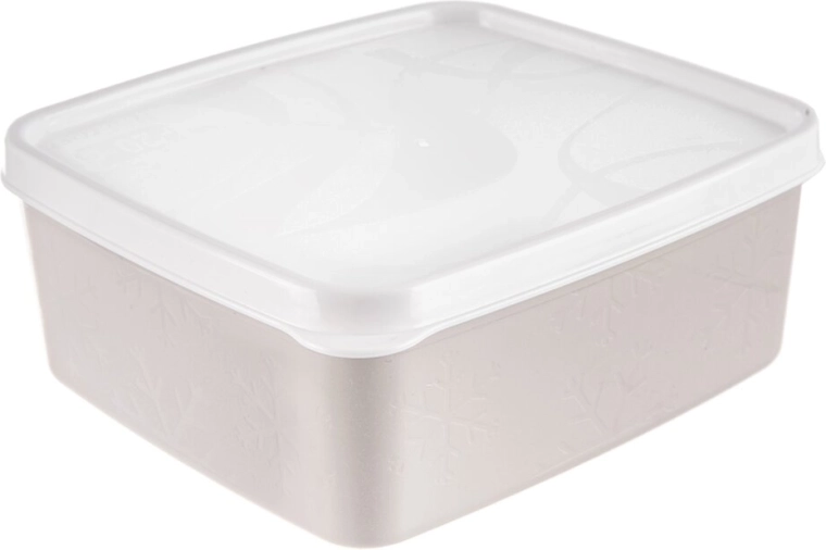 Plastic food storage box with lid 650 ml beige