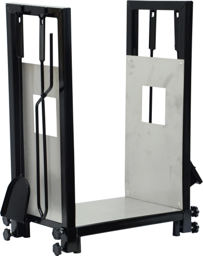 Kaminholzkorb mit Zubehör, Edelstahl und Stahl, 4-teiliges Set, Höhe 62 cm