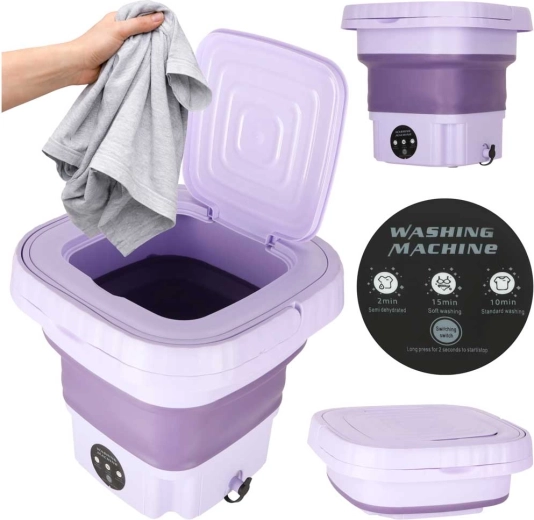 Faltbare Mini-Reisewaschmaschine 8 l, lila