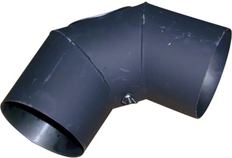 Coude de fumisterie avec trappe de visite 125 mm, 90°, acier 1,5 mm, noir
