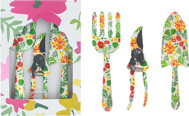 3‑Piece Garden Tool Set with Floral Design