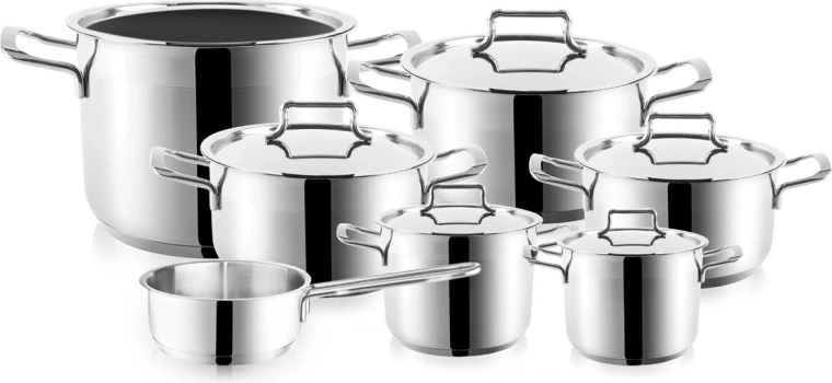 Batterie de cuisine en acier inoxydable ANETT, 12 pièces