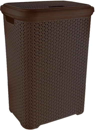 Plastic laundry basket 55 l brown